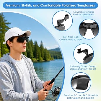 DEECOZY Outdoor Polarized Sunglasses, Fishing Cycling Traveling Flip Cover UV Protection Sunglasses That Can Clip on the Cap