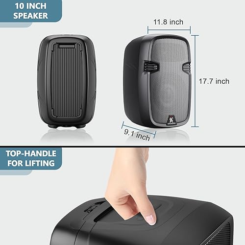 Miniatura 4 de Sistema PA portátil de 8 canales con Bluetooth, micrófono, 2 soportes para altavoces, USB, efectos de reverberaciónretardo, perfecto para eventos al