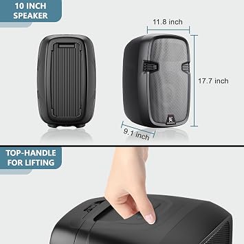 8-Channel Portable PA System with Bluetooth, Microphone, 2 Speaker Stands, USB, Reverb/Delay Effects - Perfect for Outdoor Events, Parties, Weddings, Church Services (2 x 10 Woofers)