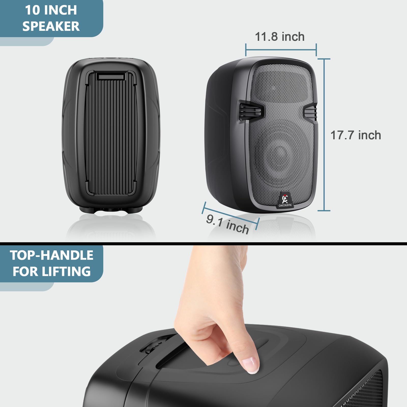 8-Channel Portable PA System with Bluetooth, Microphone, 2 Speaker Stands, USB, Reverb/Delay Effects - Perfect for Outdoor Events, Parties, Weddings, Church Services (2 x 10 Woofers)