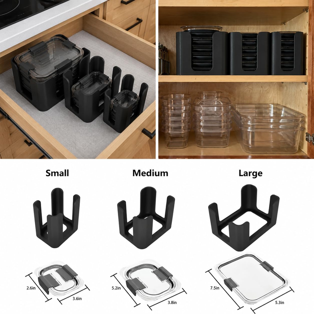 For Rubbermaid Brilliance Tupperware 6-Lid Stacking Organizer – Durable & Clear Lids for Food Storage, Compact & Stackable，Small,Mediom,arger Size
