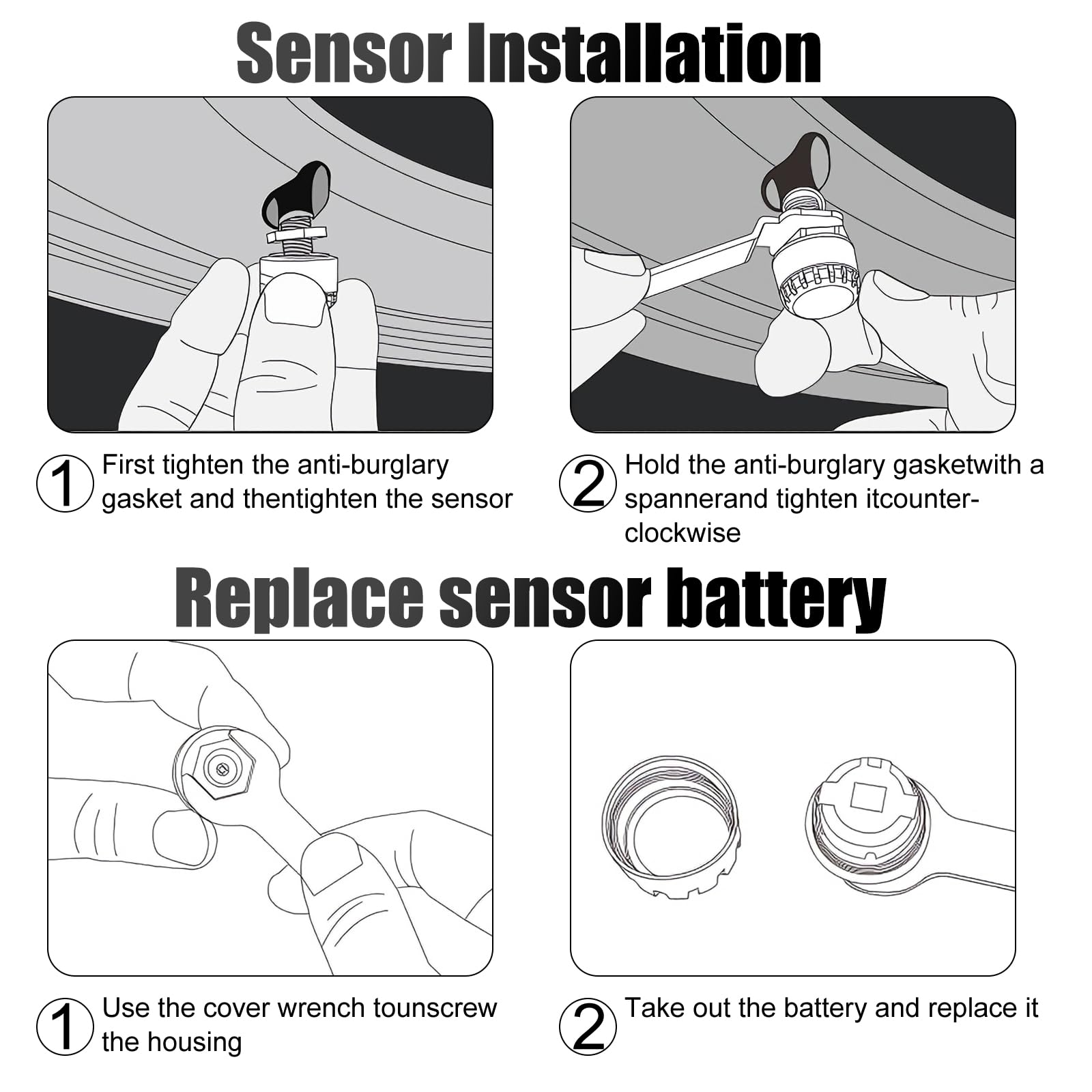 OBEST TPMS Sistema de Control de Presión de Neumáticos con 4 Sensores Externos, Inalámbrica Aplicación Bluetooth Inteligente, Detector de Temperatura, Compatible con iOS y Andro
