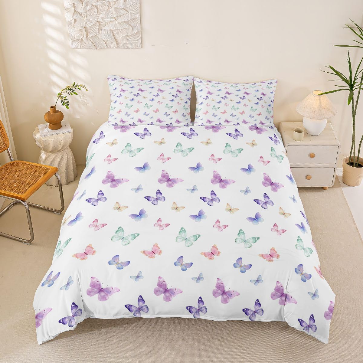 Parure de Lit Papillons Roses Homewish pour Douce Nuit Enfant