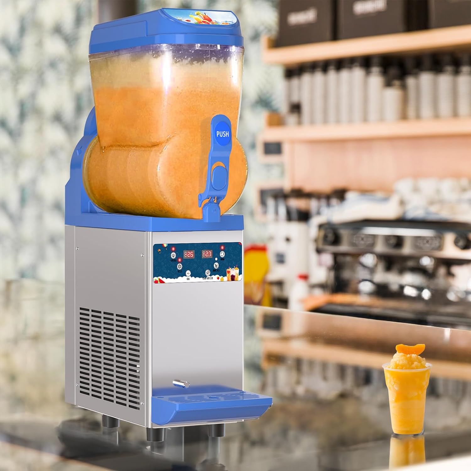 Commercial Slushy Machine,15L Frozen Drink Margarita Machine Smoothie Slushy Maker Stainless Steel 500W, 3.96Gal Ideal for Cafe Bars