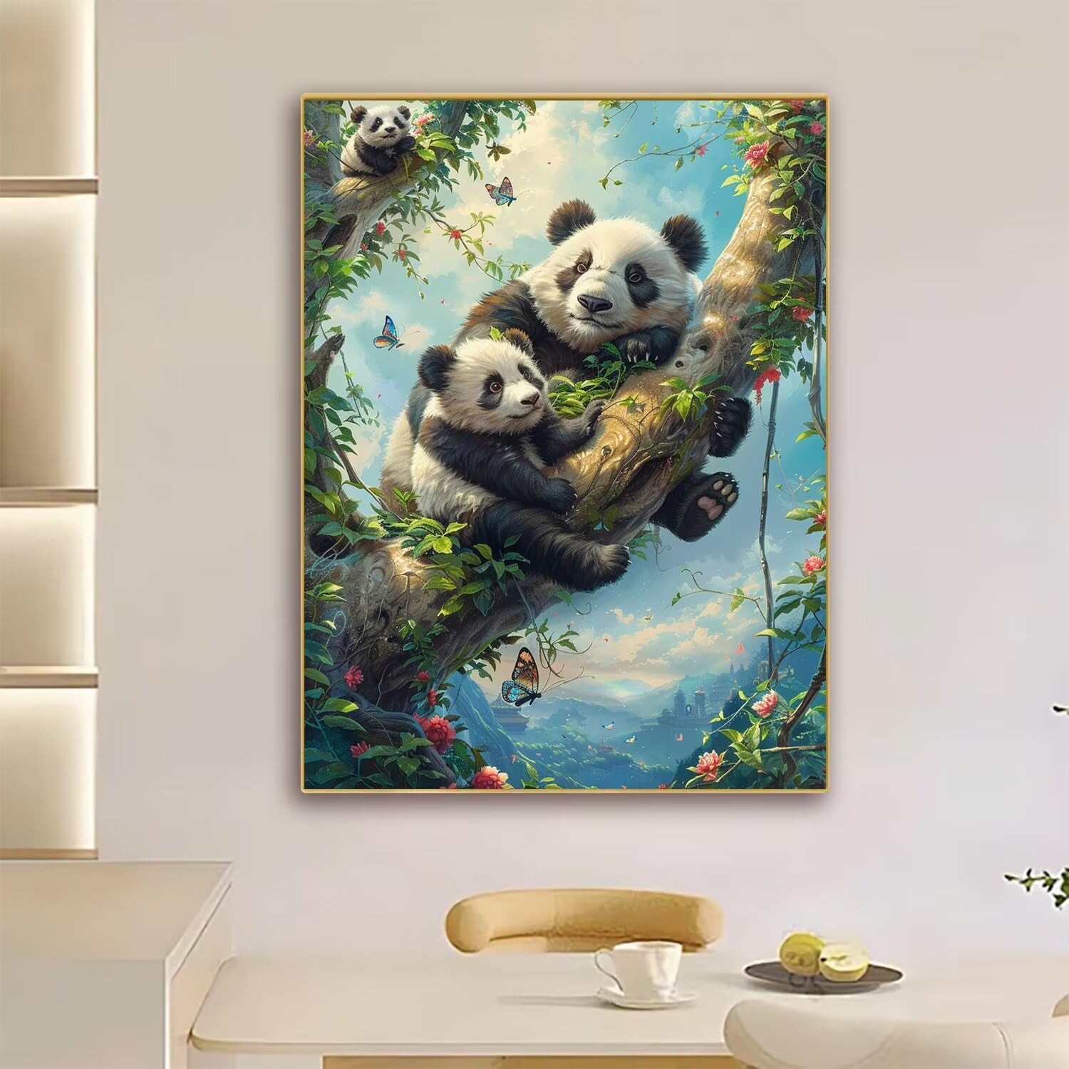 Diamentowe malowanie kompletny zestaw Panda, 5D śliczne malowanie diamentowe, DIY haft krzyżykowy diamentowy, kryształowy kryształ górski rzemiosło artystyczne do dekoracji domu salonu sypialni 65 x