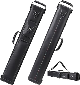 Hard 3x5 Pool Cue Case, 8 Hole Pool Cue Stick Case Billiard Cue Case, Holds Up to 3 Butts and 5 Shafts, Topstitching Design