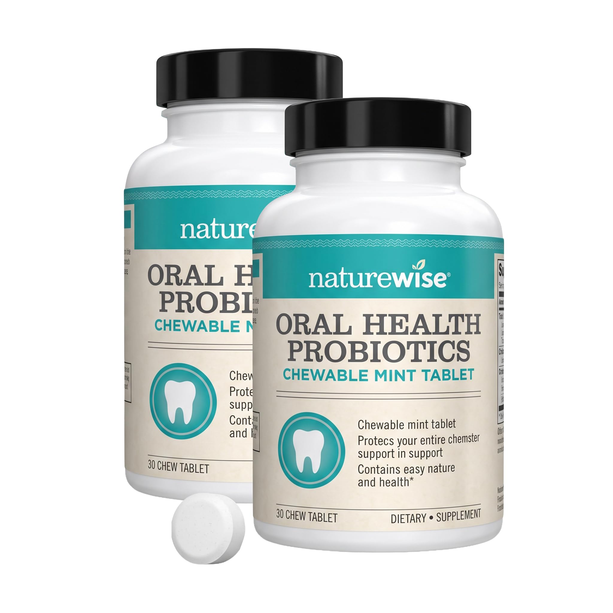 NatureWise Oral Probiotics for Mouth Bad Breath - Chewable Sugar-Free Mint - Lactobacillus reuteri Chewable - Oral Probiotics For Kids & Adults - Non-GMO USA Manufactured - 60 Count[60-Day Supply] — Amazon image 14