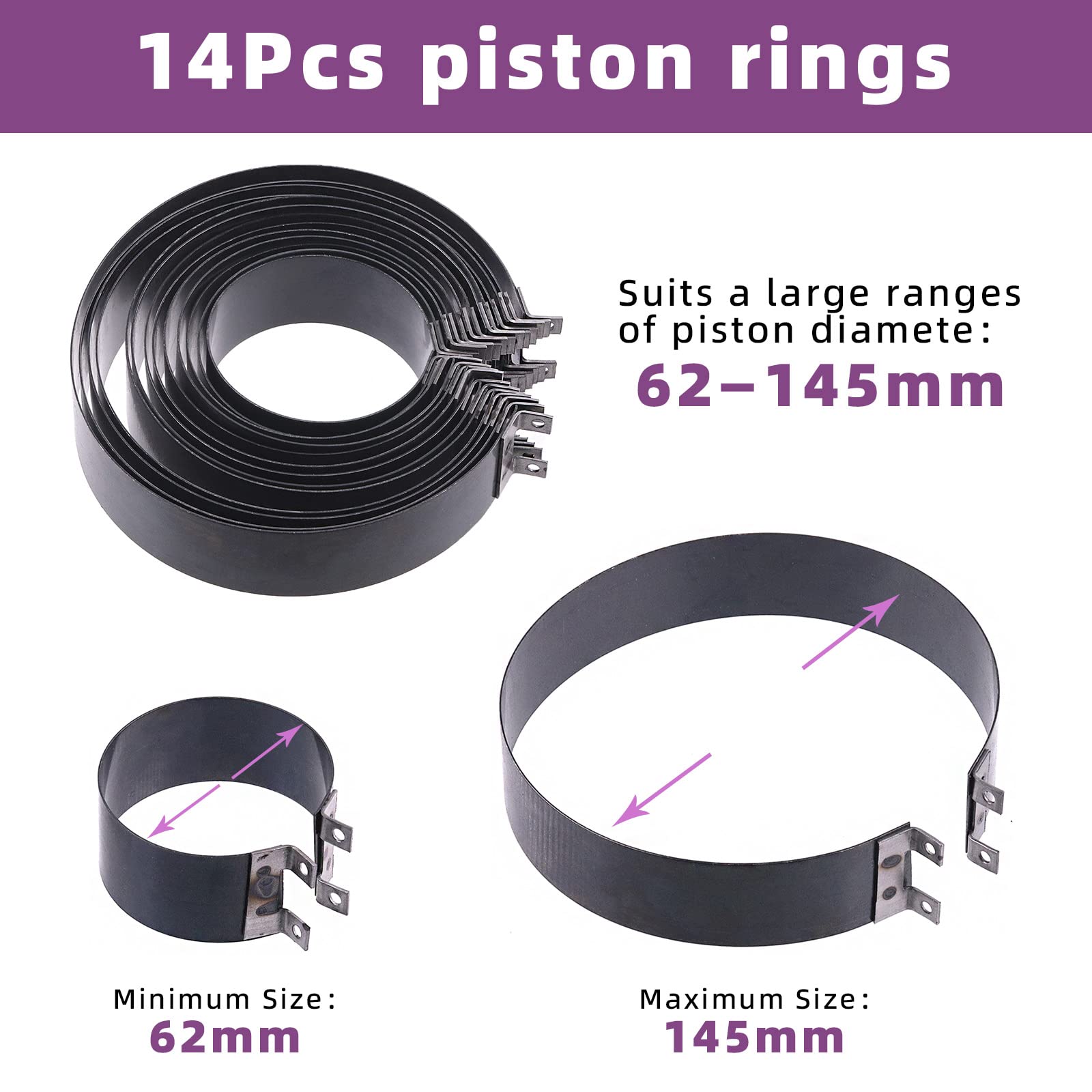 Swpeet 17 pinze regolabili per l'installazione a pistone, nero, verde, compressore ad anello per auto, 6,1-14 cm, con scatola per il trasporto