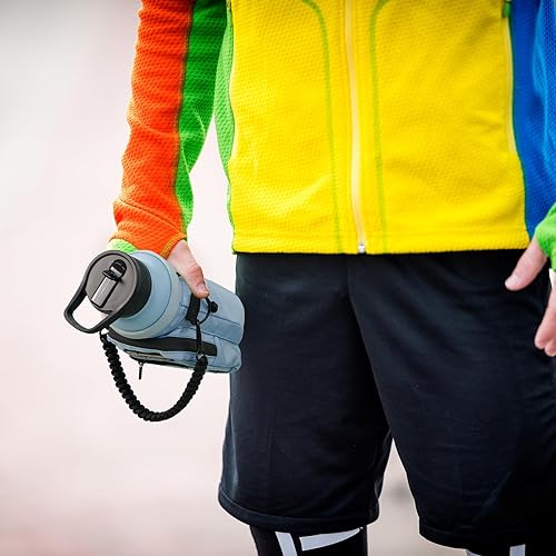 Vista 99 de NATURE PIONEOR Soporte para botella de agua con correa ajustable – 25/32/40 onzas, funda aislante para botella de agua con mango de paracaídas y 2