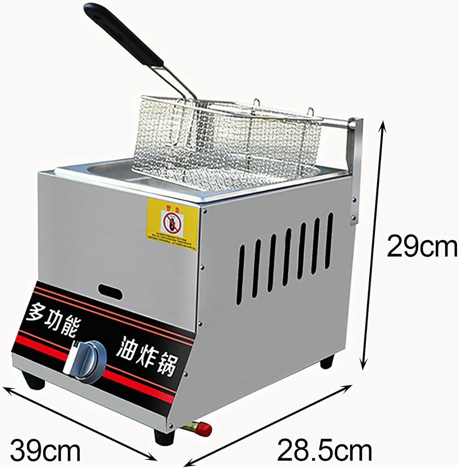Commercial Deep Fryer with Basket and Cover, Gas Deep Fryer Countertop Stainless Steel French Fry for Commercial Uses for Restaurant and Home Use~/