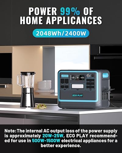 Miniatura 2 de Estación de energía portátil generador solar de 2400 W batería LiFePO4 de 2048 Wh carga rápida de 18 horas salidas de CA de 110 V salida de RV de 25