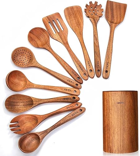 Miniatura 7 de Wooden Spoons for Cooking,10 Pack Wooden Kitchen Utensils Wooden Cooking Utensils Set Wooden Utensils for Cooking Wooden Spoons and Spatula Set (10)