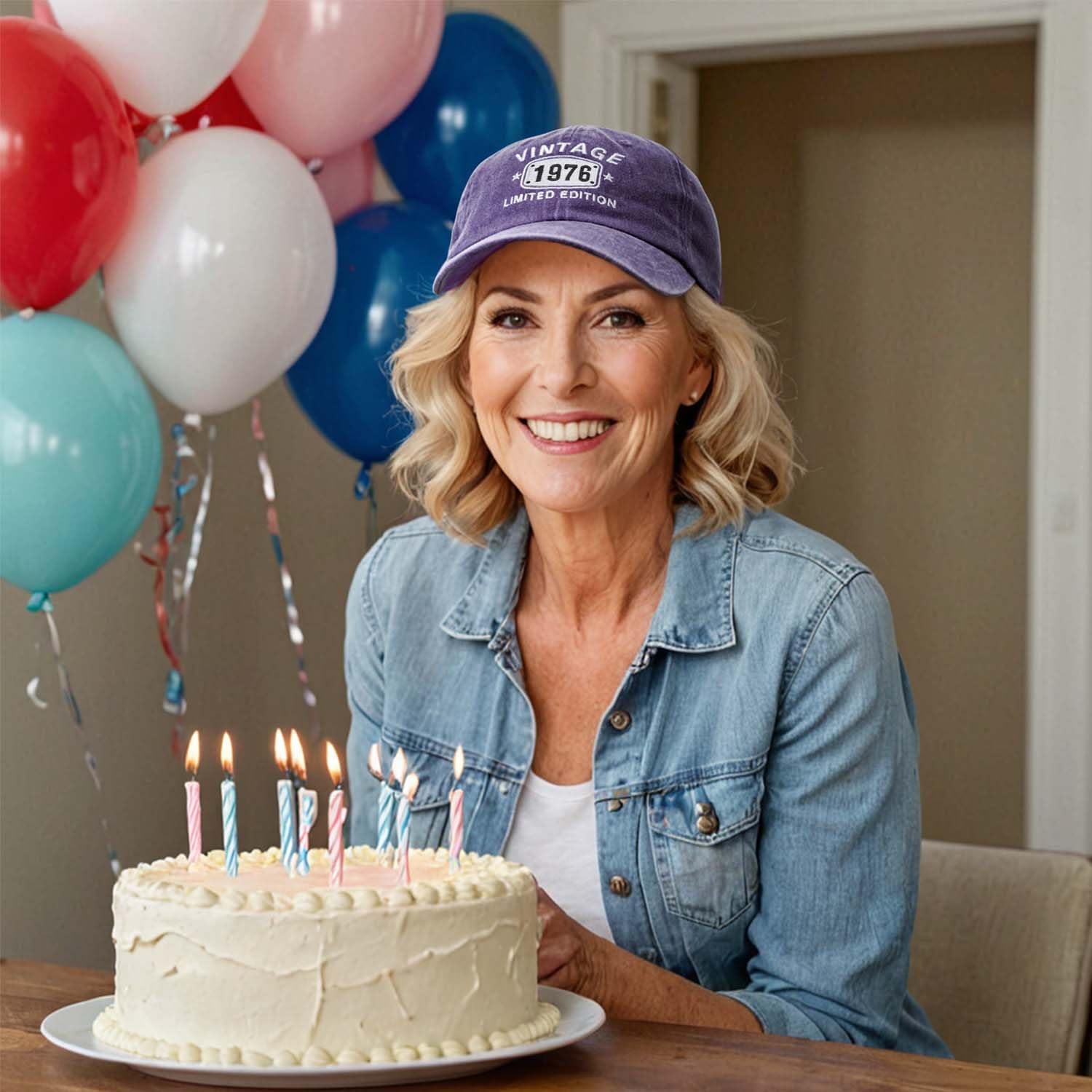 50th Birthday Gifts for Men Women 1976 Vintage Hats 50 Gift Ideas Baseball Cap Purple - Image 6