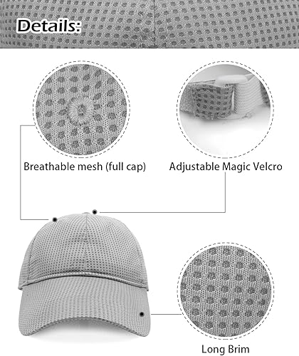 Miniatura 4 de Zylioo Gorra de béisbol de gran tamaño XXL, gorra de malla de ala larga para cabezas grandes de 22 a 25 pulgadas, sombrero de sol grande de verano