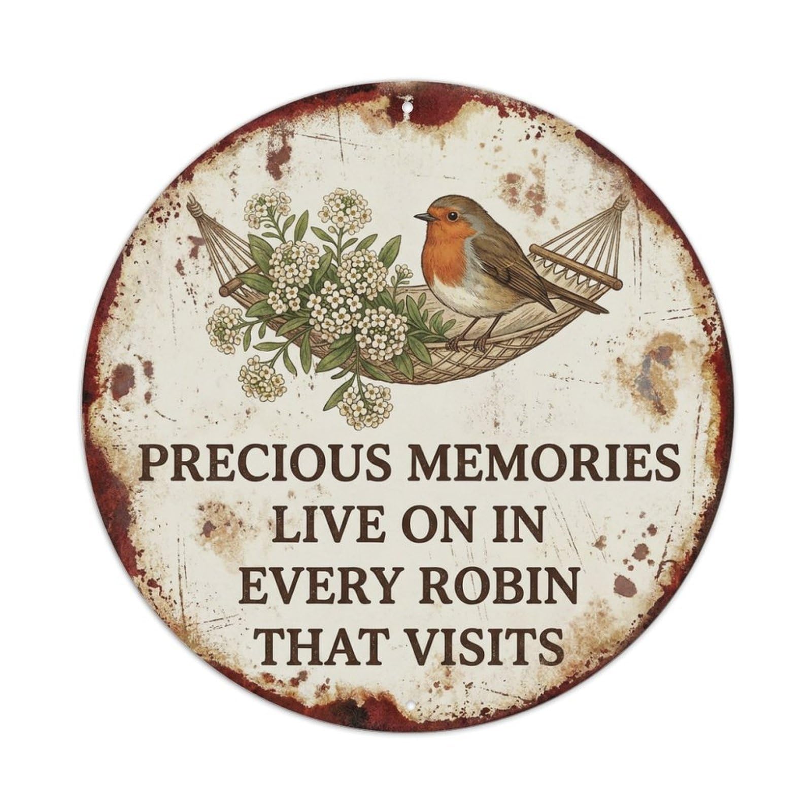 Tgrcjimh Style. Vintage Robin Bird Garden Quote Memory Metal Tin Sign