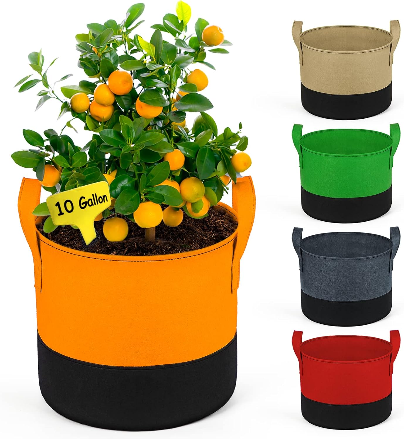 10Gallon Grow Bags Fabric Pots 5 Pack Heavy Duty 350G