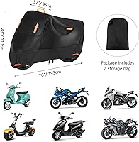 Vista 7 de SECELES Funda para motocicleta de 300D, SECELES Funda resistente para scooter Vespa para todas las estaciones, impermeable al aire libre