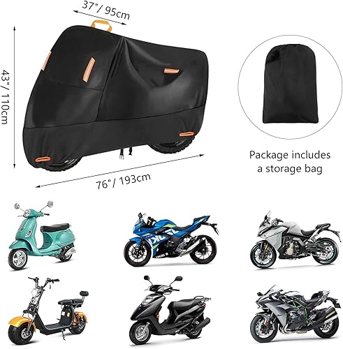 Vista 15 de SECELES Funda para moto de cross, 300D, impermeable, protección para todas las estaciones, apta para Fat Bob Honda VTX 1300 C Kawasaki Vulcan 900
