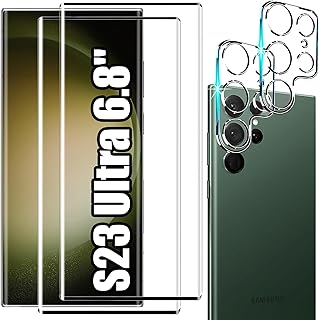 [2+2 Pack] Galaxy S23 Ultra Screen Protector, 9H Tempered Glass, Ultrasonic Fingerprint Support, 3D Curved, HD Clear Scratch Resistant for Samsung Galaxy S23 Ultra 5G Glass Screen Protector