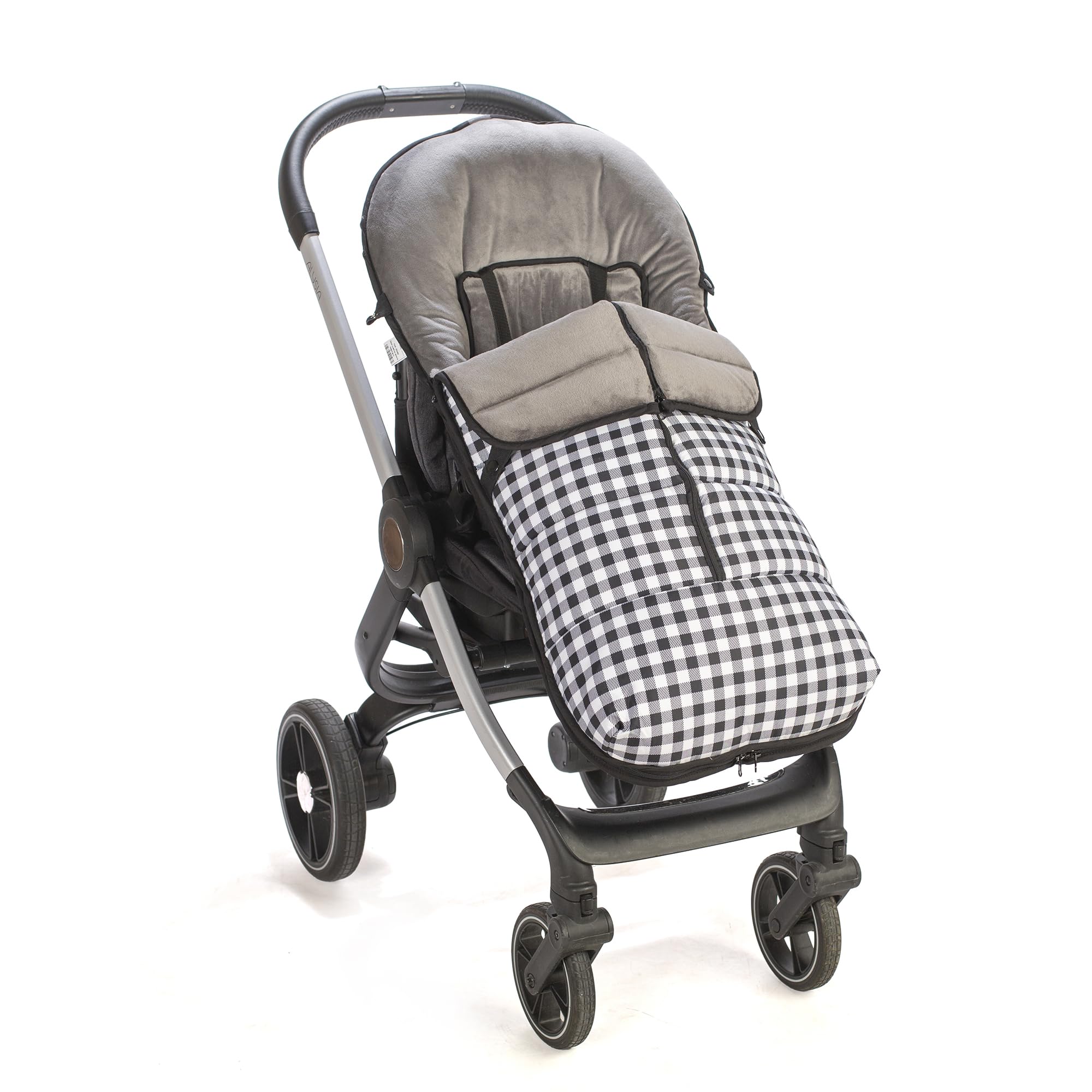 variouss Saco polar de Silla de Paseo Universal, Saco carrito de Bebé invierno, Desmontable impermeable y transpirable (Vichy Negro)