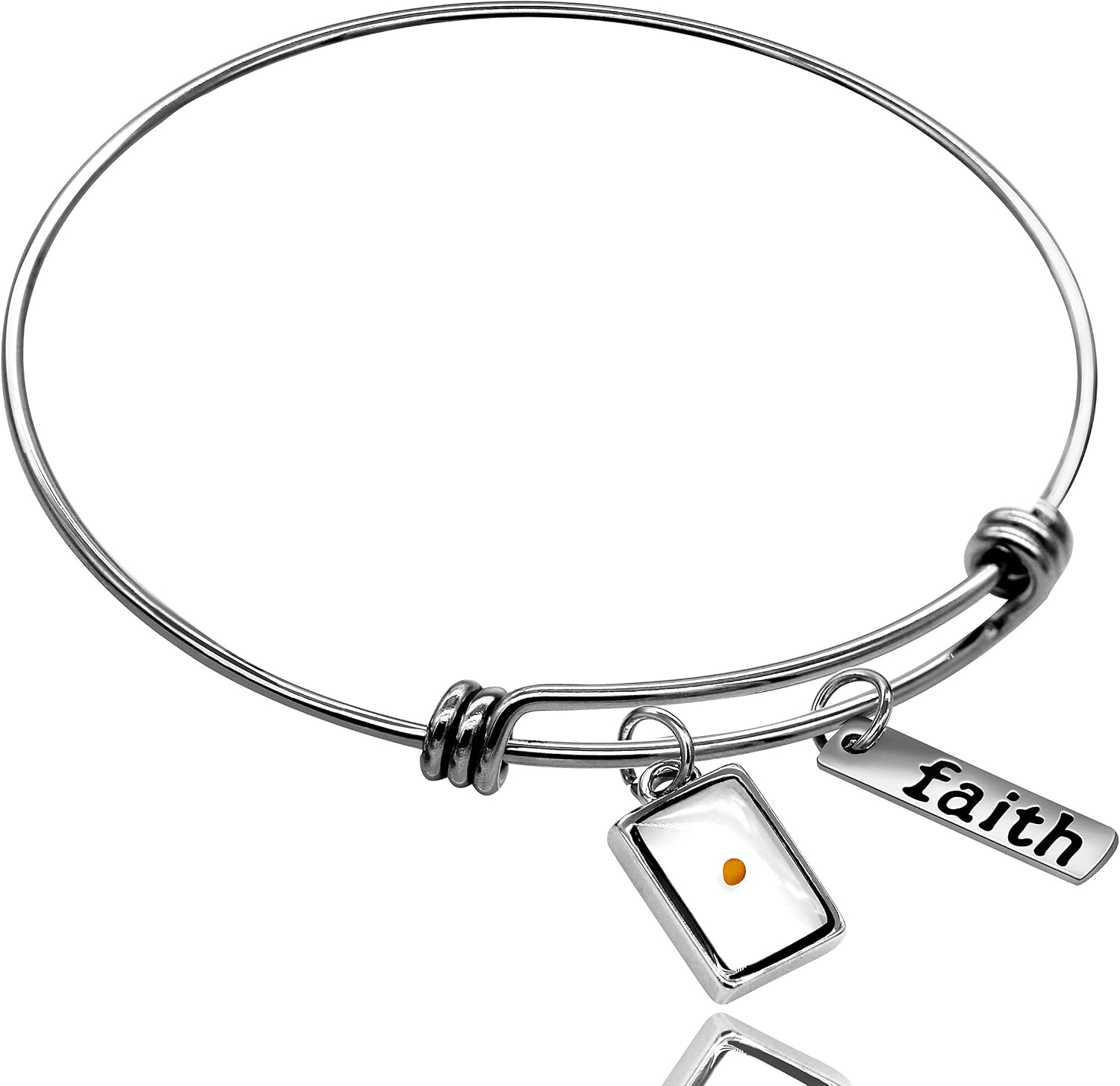 Uloveido 2.5 Inch Stainless Steel Faith Bangle Real Mustard Seed Bracelets Charm Jewelry for Christian Inspirational Gift Y558