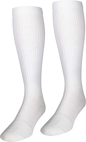 Miniatura 4 de NuVein Calcetines de compresión, soporte de 15-20 mmHg para hombres, pie acolchado acolchado, altura a la rodilla, puntera cerrada, blanco, XL