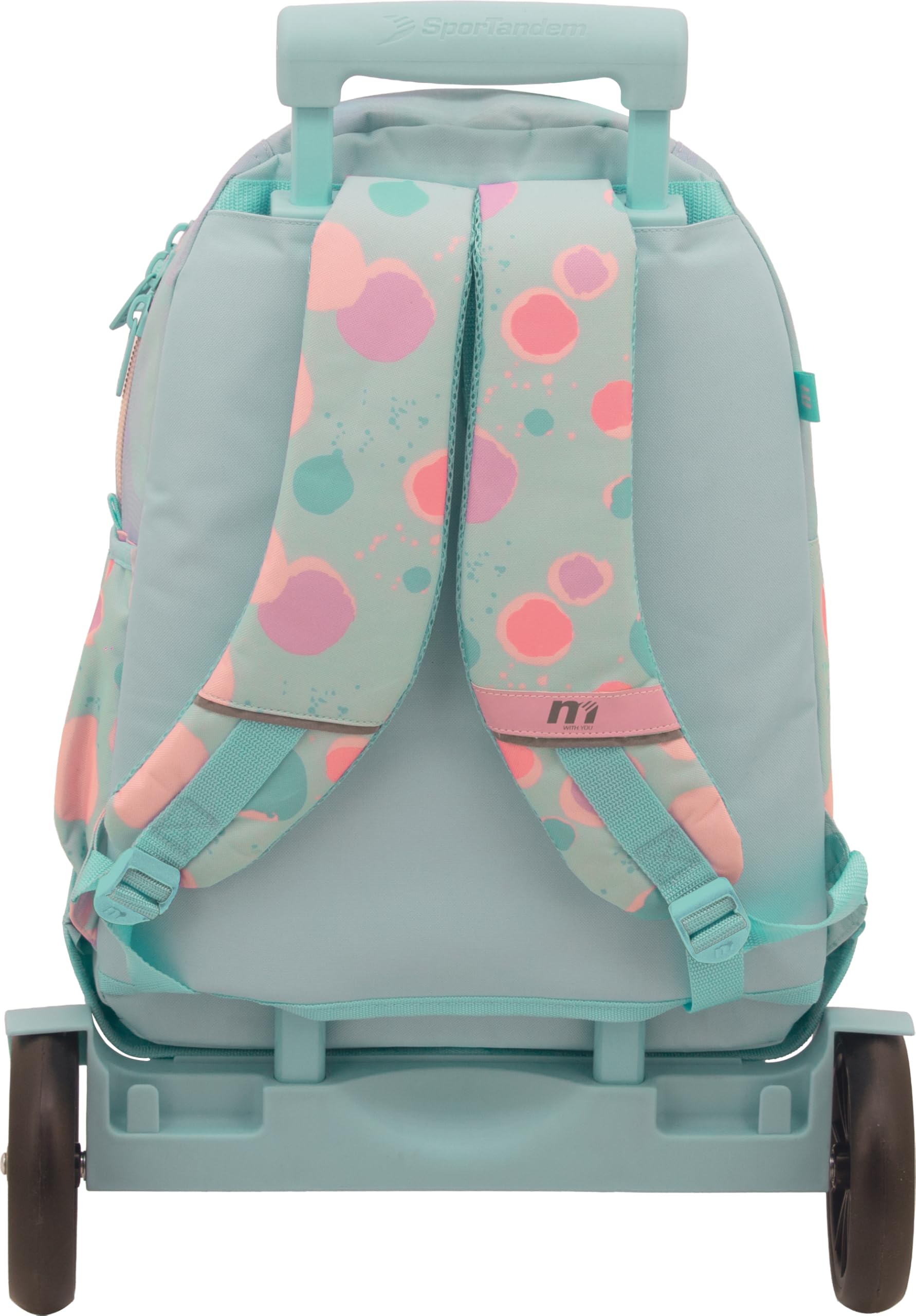Sportandem Tandem Mochila con Ruedas Desmontable y Carro antivuelco, 35 L, 2 Compartimentos, Bolsillo Frontal con Organizador, Tirantes ergonómicos, asa Acolchada