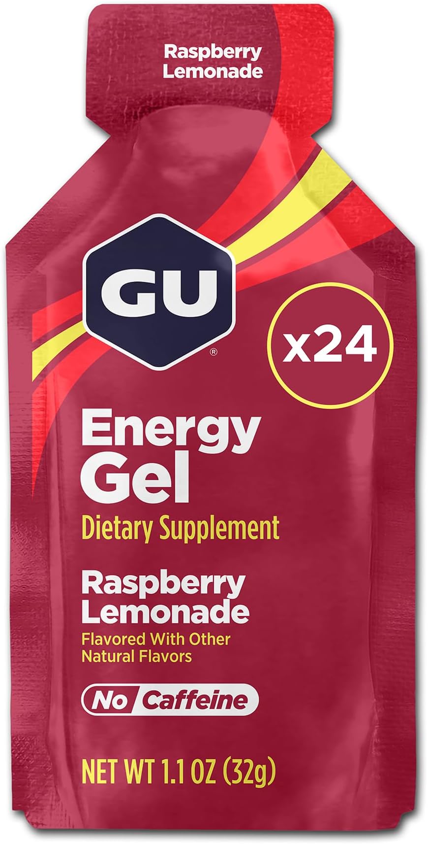 Original Energy Gels, Raspberry Lemonade 24 Pack - 100 Calorie Energy Gel with Carbohydrates, BCAAs and Electrolytes - Pre-Workout Fuel for Running, Cycling, Triathlon and Endurance Sports