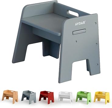AVDAR Wooden Step Stool for Kids, 14 One Step Stool for Toddlers, Heavy Duty Non-tip Non-Slip for Bedroom/Kitchen