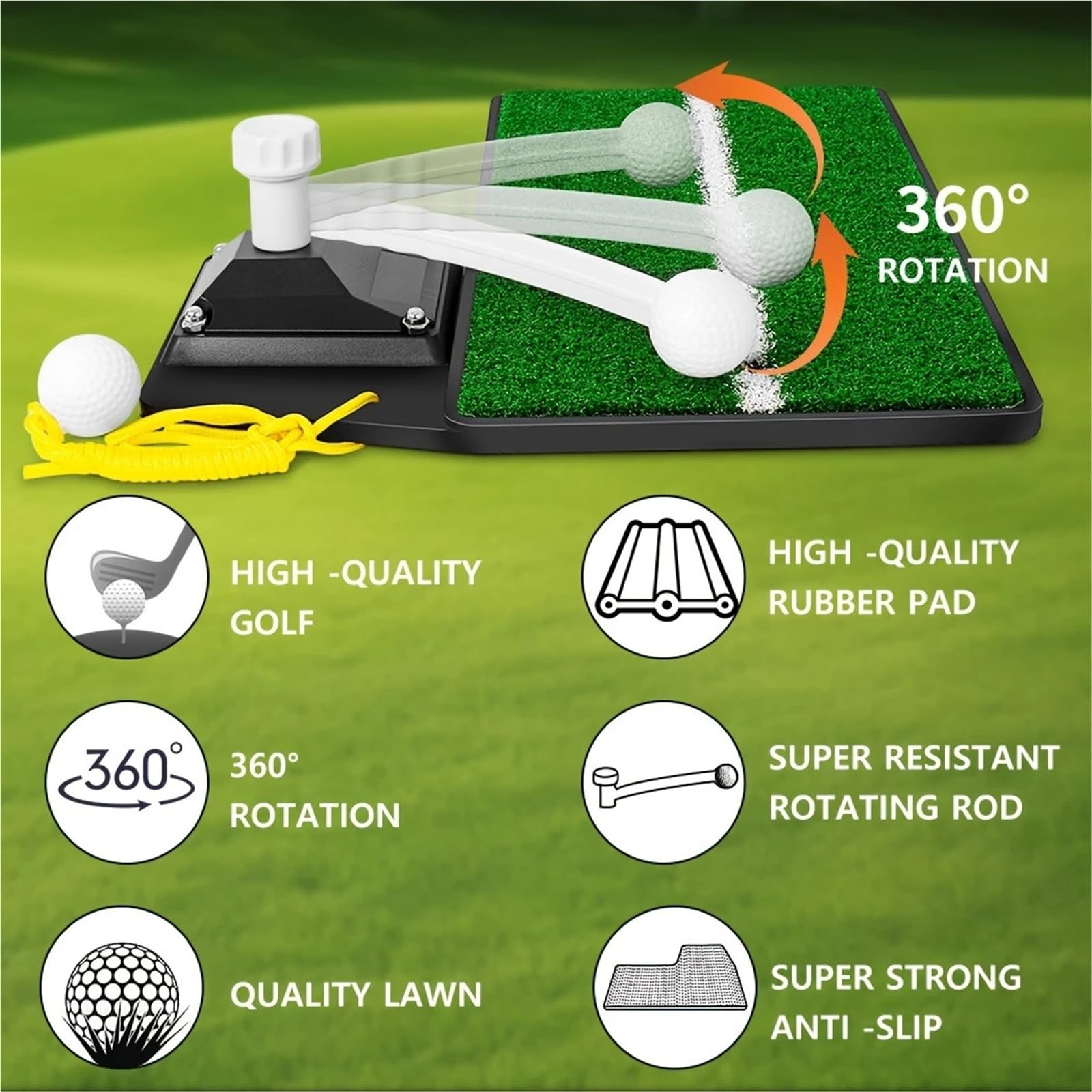 Genérico Compatible Golf Swing Trainer 2.0 con tapete de práctica | Equipo de entrenamiento interior/exterior de altura ajustable con tapete Pure Path.