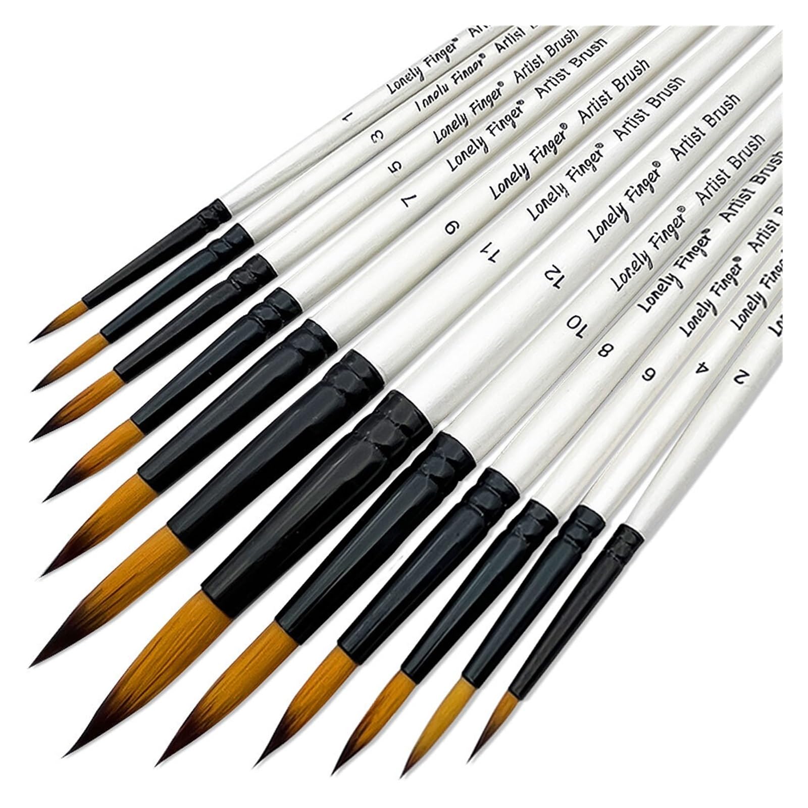 Paint Brushes 12Pcs Set, Professional Brush Round Pointed Tip Nylon Hair Artist Acrylic for Watercolor Oil Painting(12pcs White)