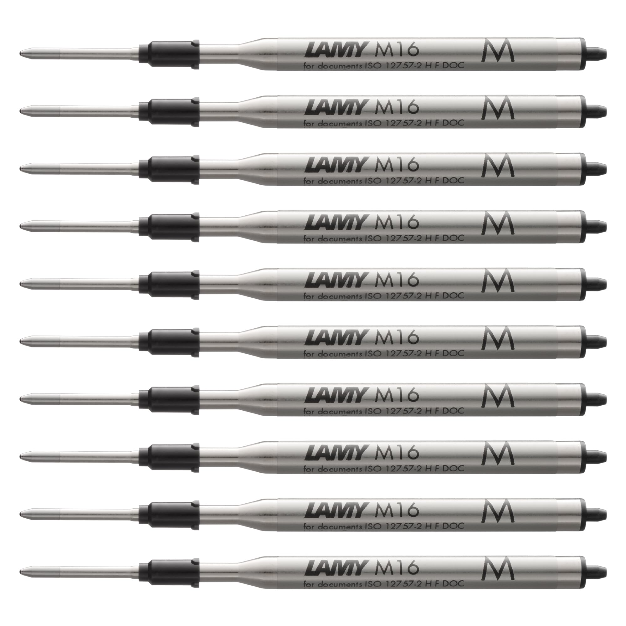 LAMY M16 10er Set Kugelschreiber-Großraummine aus Metall - Original Ersatzmine für alle Lamy Kugelschreiber Modelle - dokumentenecht - Strichbreite Mittel in Tintenfarbe schwarz