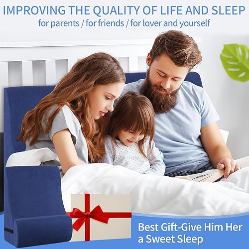 Miniatura 7 de Almohada de lectura para cama para adulto, almohada de cuña de espuma viscoelástica con soporte lumbar ajustable, cojín de respaldo para sentarse en