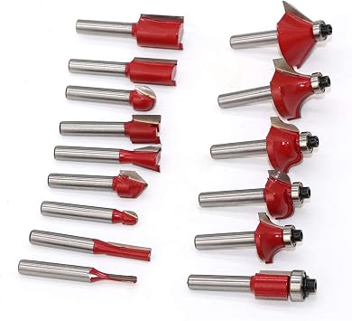 Zkenyao-Router Bit Milling Cutters 1/4/8mmShank Carbide Router Bit for Wood Cutter Engraving Cutting Tools, 15pcs, Use Safety Reliable Cutting Edge Length 6.35mm no Box