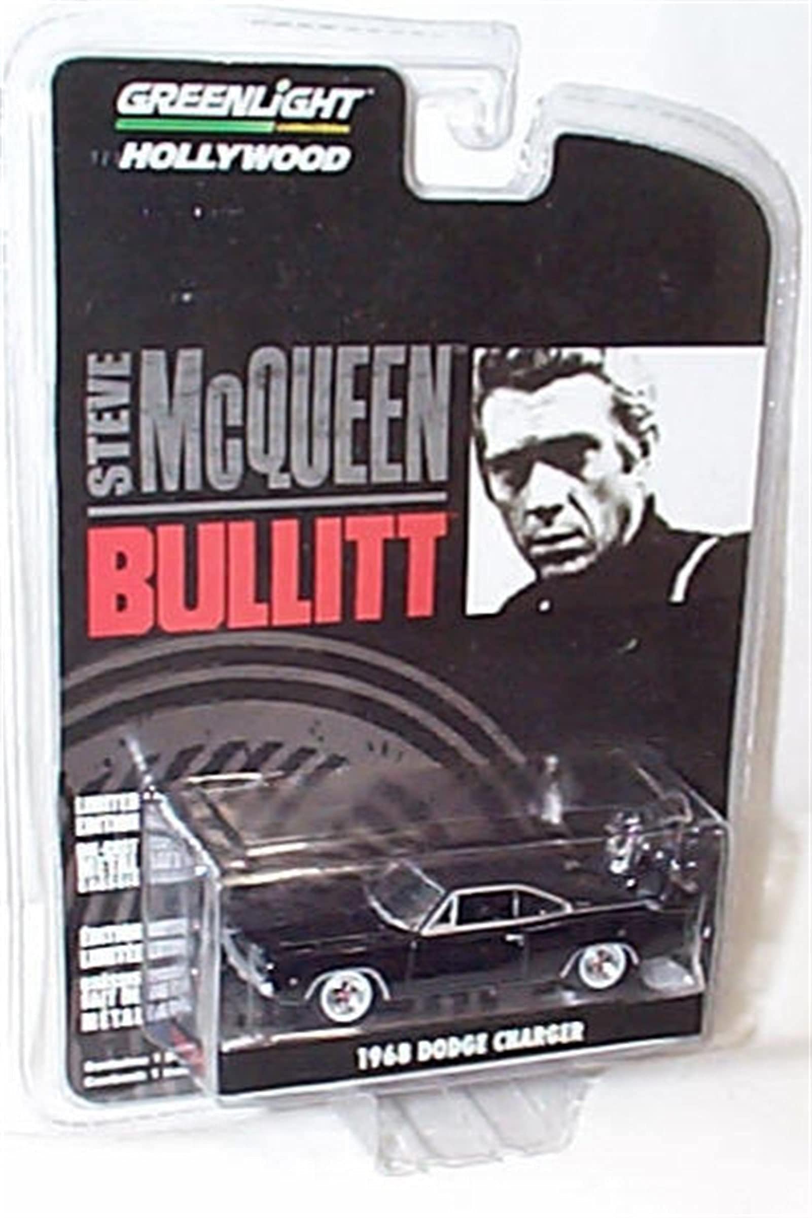 greenlight entertainment Steve McQueen Bullitt 1968 black Dodge Charger car 1.64 scale limited edition diecast model, 44741-02