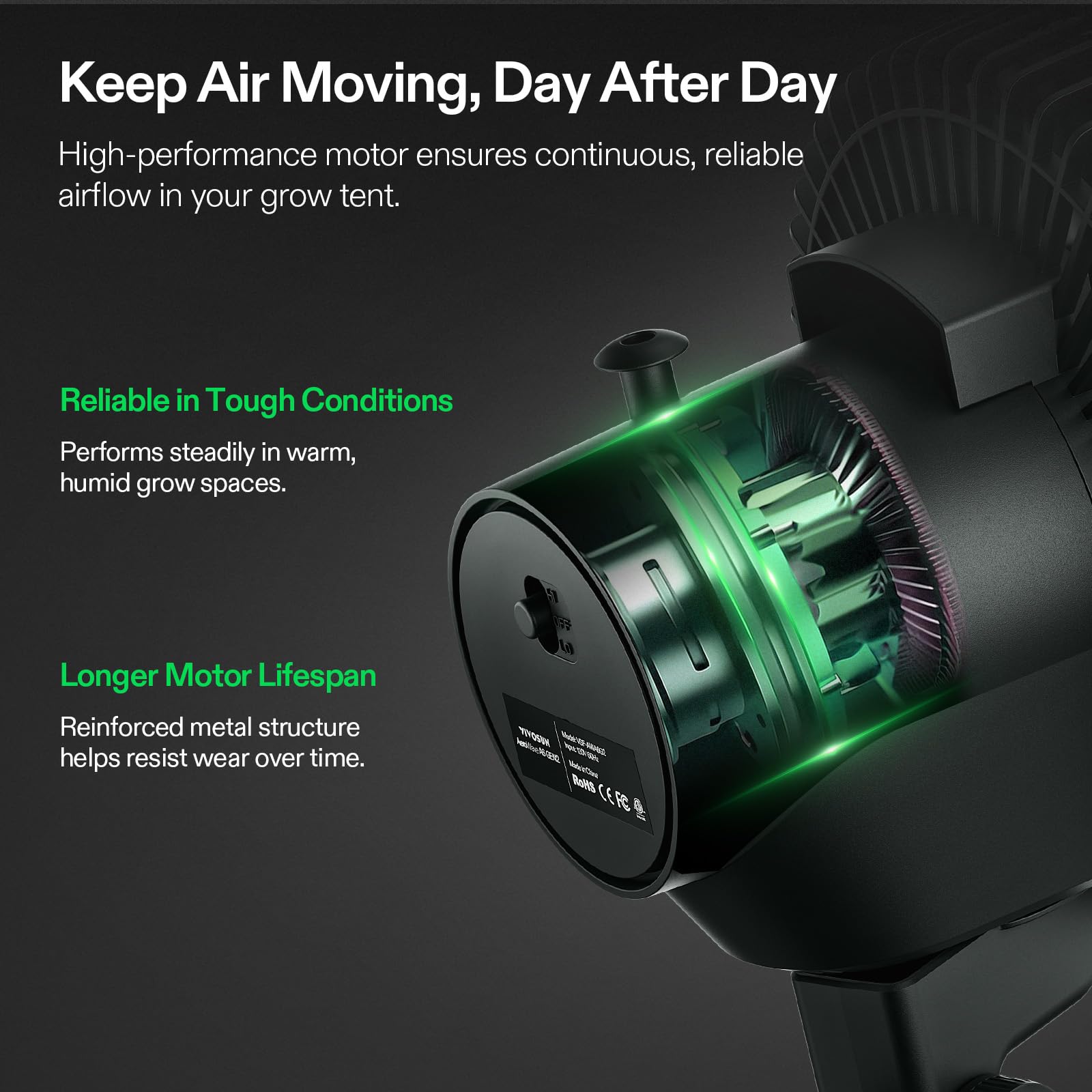VIVOSUN AeroWave A6 Ventilateur à Clip 150 mm, Oscillation Automatique, Silencieux et Puissant, Pince Stable Antidérapante, Ventilateur de Circulation pour Tente de Culture et Hydroponie, Lot de 2
