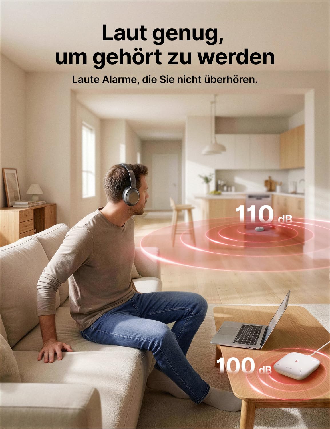 X-Sense Smart Wassermelder mit Batterie, WLAN Wassersensor, kompakter Überschwemmungssensor mit Einstellbarer Lautstärke von bis zu 110 dB sowie 500 m Reichweite, für Küchen, Keller und Badezimmer