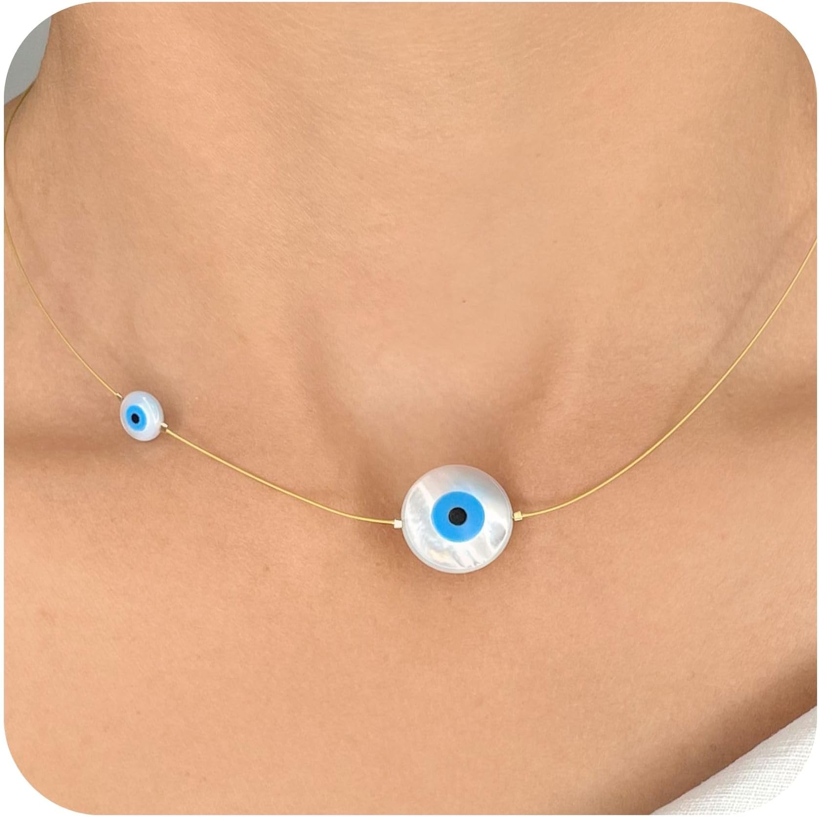 Evil Eye Choker Necklace for Women Waterproof No Fade Protection Eye