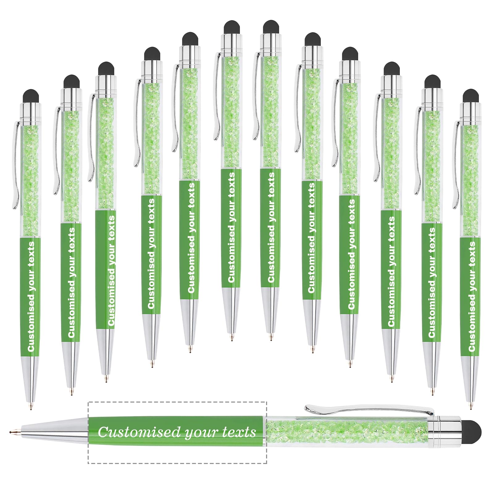 KOLOWKO Personalized 2 in 1 Ballpoint Pen,Custom Name/Text/Message, Crystal Decorated Ballpoint Pen, Good for Graduation, Wedding, Birthday,Communion Gifts