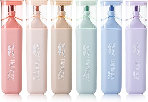 Mr. Pen - Resaltadores de colores pastel surtidos para libros, paquete de 6, colores Morandi, punta de cincel, suministros de regreso a clases