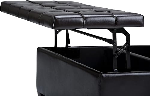 Miniatura 9 de Mesa auxiliar cuadrada de piel sintética de 36 pulgadas de ancho, otomana de almacenamiento, taburete tapizado para cóctel, reposapiés con gran