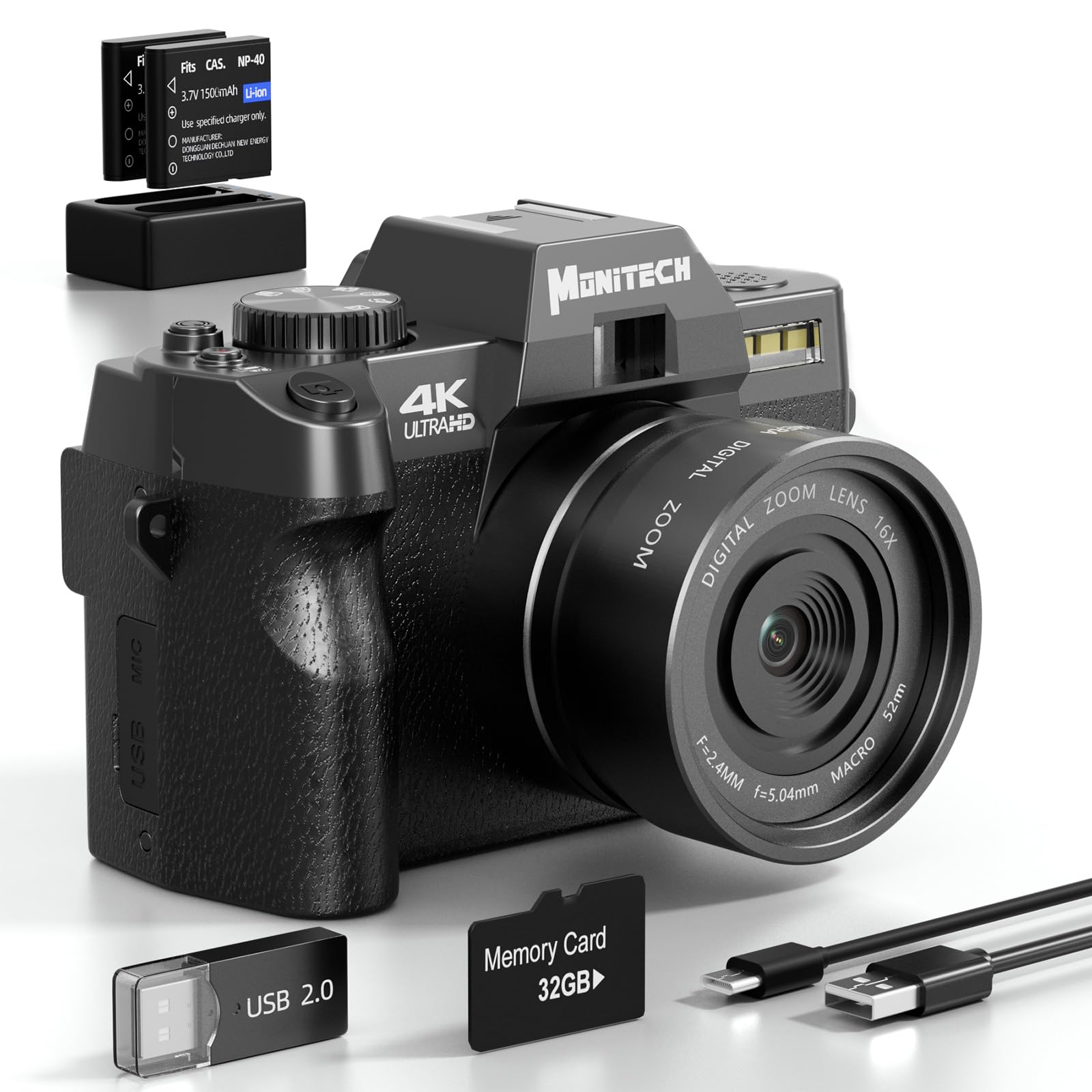 Amazon.com : Monitech Digital Camera for Photography and Video, 4K