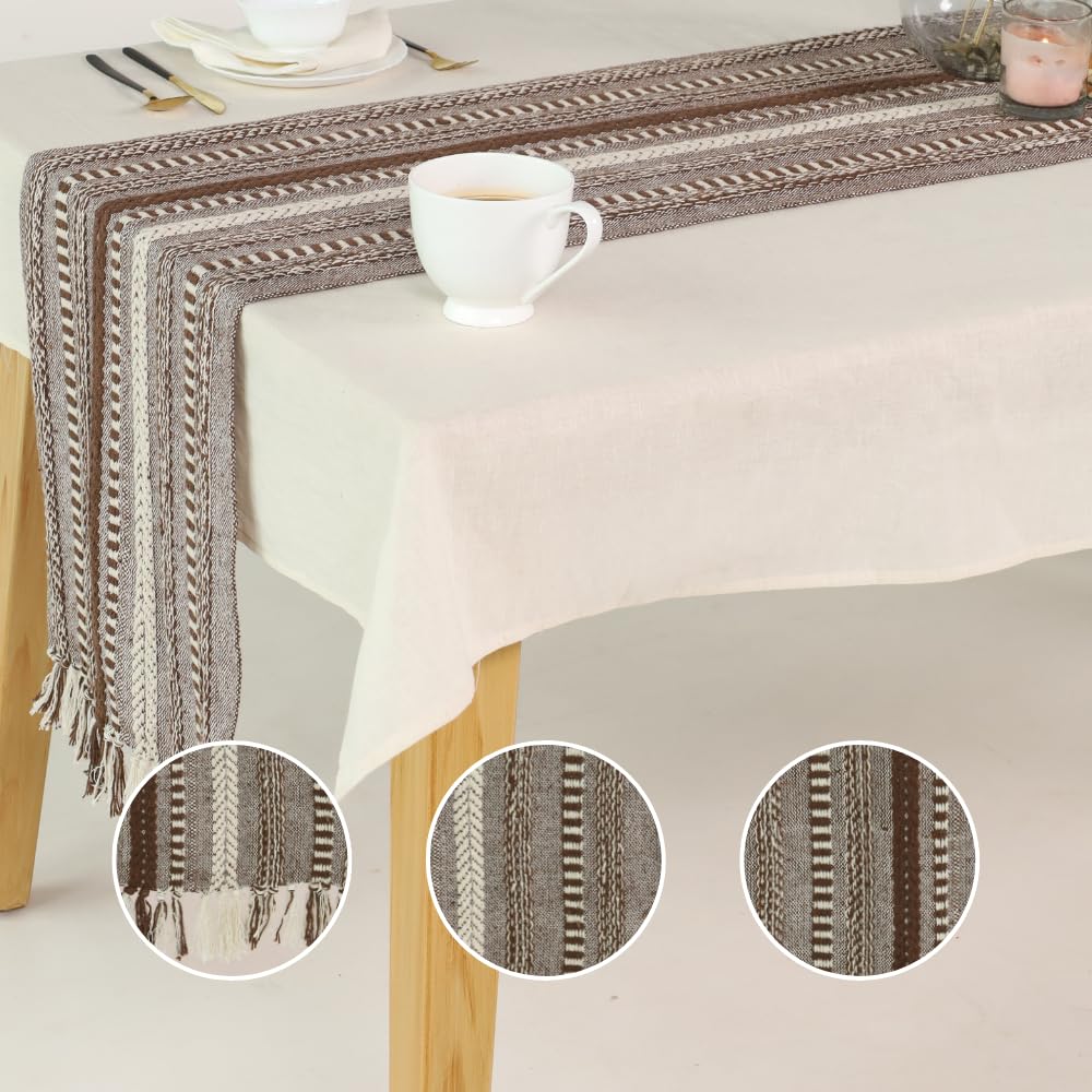 The Art Box Boho Cotton Fabric Table Runner Brown - Image 2