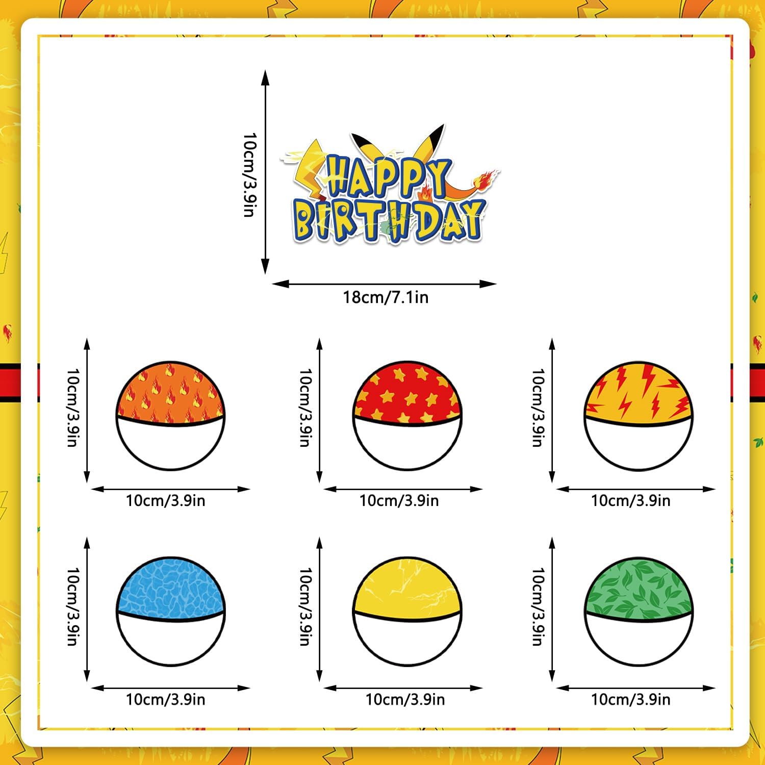 104Pcs Birthday Party Decorations Tableware Set Yellow Lightning Themed Decorations Kit with Happy Birthday Banner Plates Cups Napkins Tablecloth Balloons Cupcake Toppers and Cake Topper