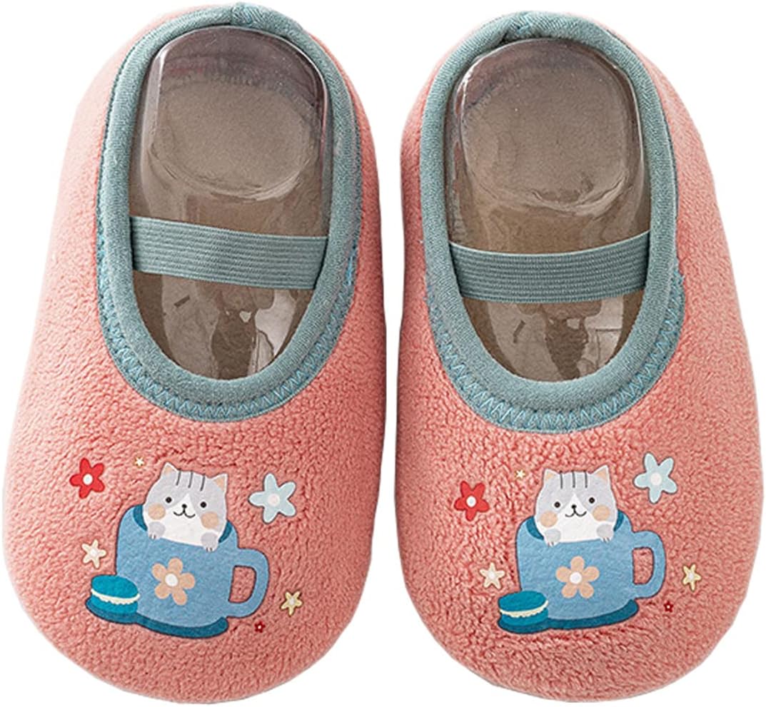 Gavena Baby Slippers Fleece Lined Toddler Girls Slippers Soft Sole Newborn Warm First Walking Shoes for Winter Non Slip