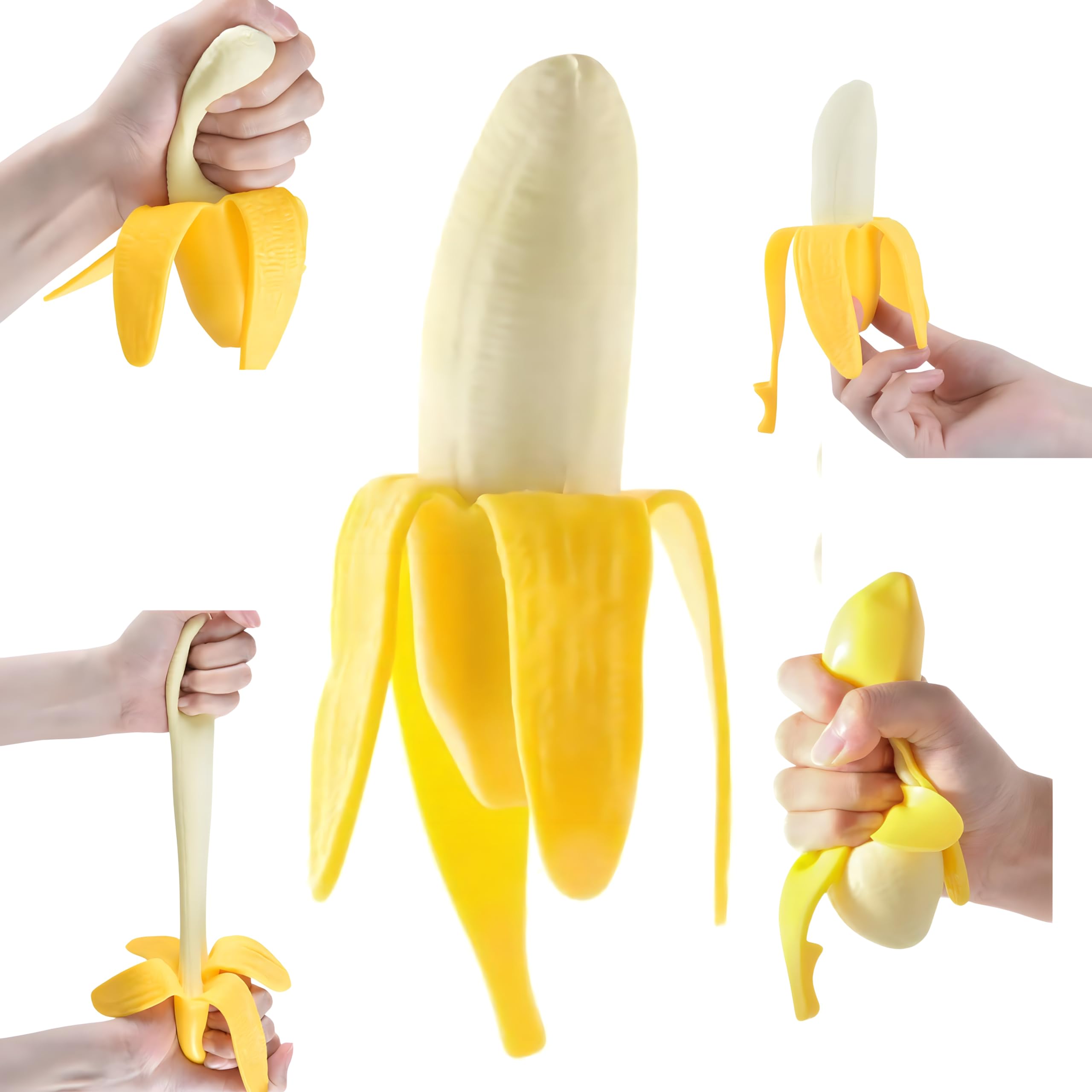 CARTYRA Banana Toy Stretchy Banana Fidget Toy | Rubber Banana Soft Kawaii Banana Novelty Stress Relief Toys, Stress Anxiety Fidget Toys, Birthday Party Favors for Teens Adults
