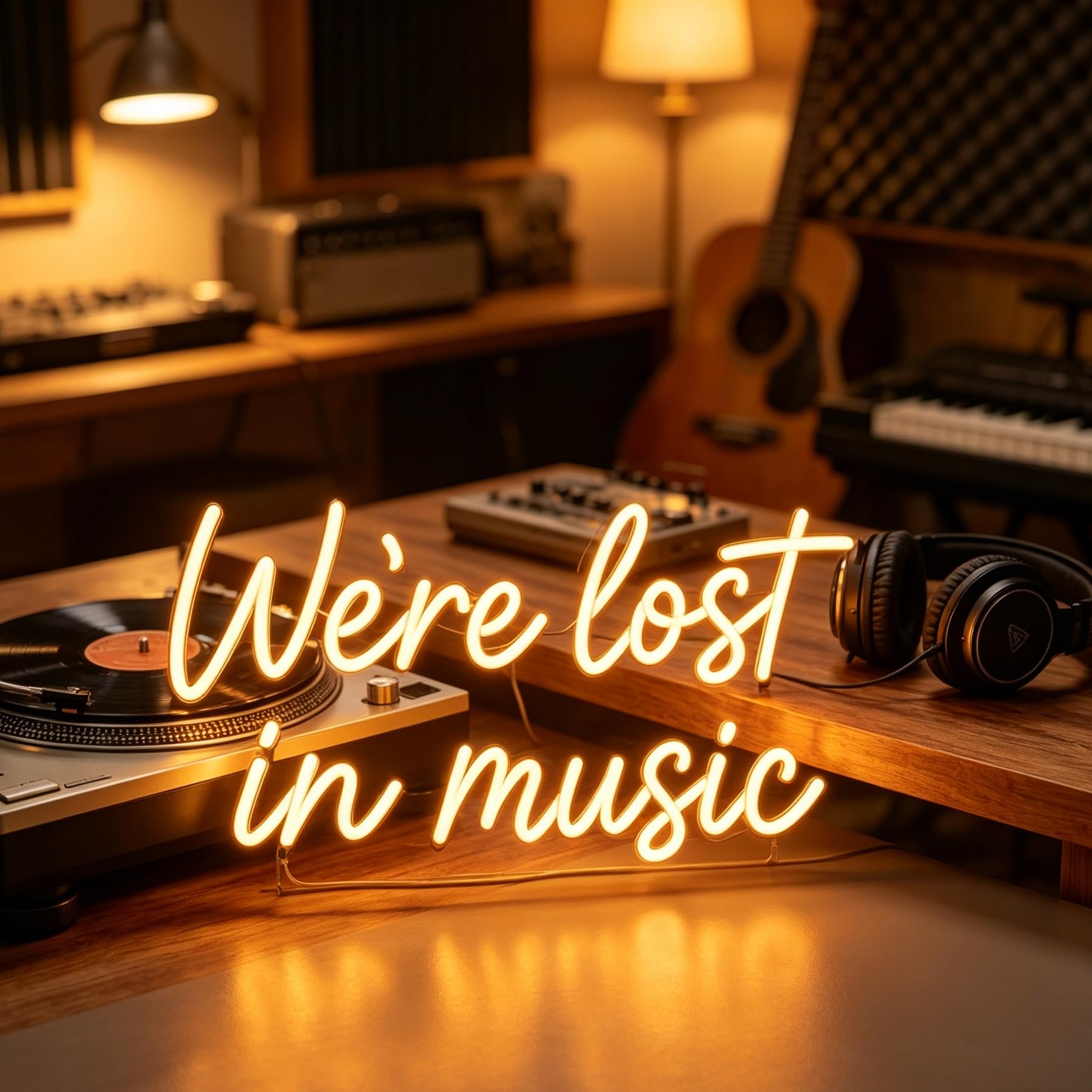 We're Lost In Music Insegna al neon dimmerabile bianco caldo LED neon lampada da parete alimentata USB segno luminoso per studio musicale, camera da letto, bar, sala registrazione, decorazione da