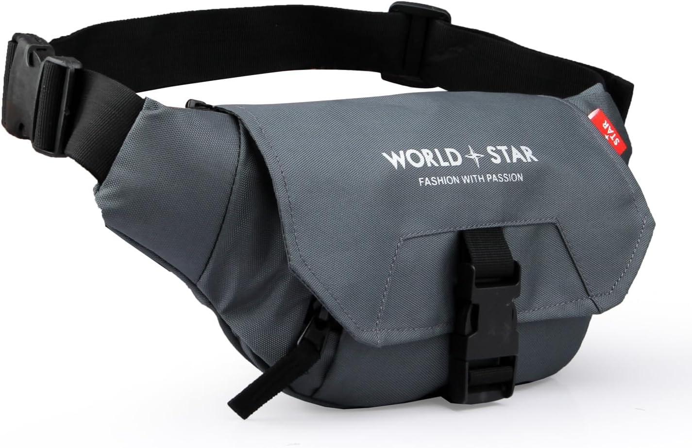 WORLD STAR Waist Bags for Men Women I Ultra Strong Stitching, Sturdy Zippers, Waterproof Pocket, Large Fanny Pack for Hiking Travel Camping Running Sports Outdoors, with Adjustable Strap (Dark Grey)