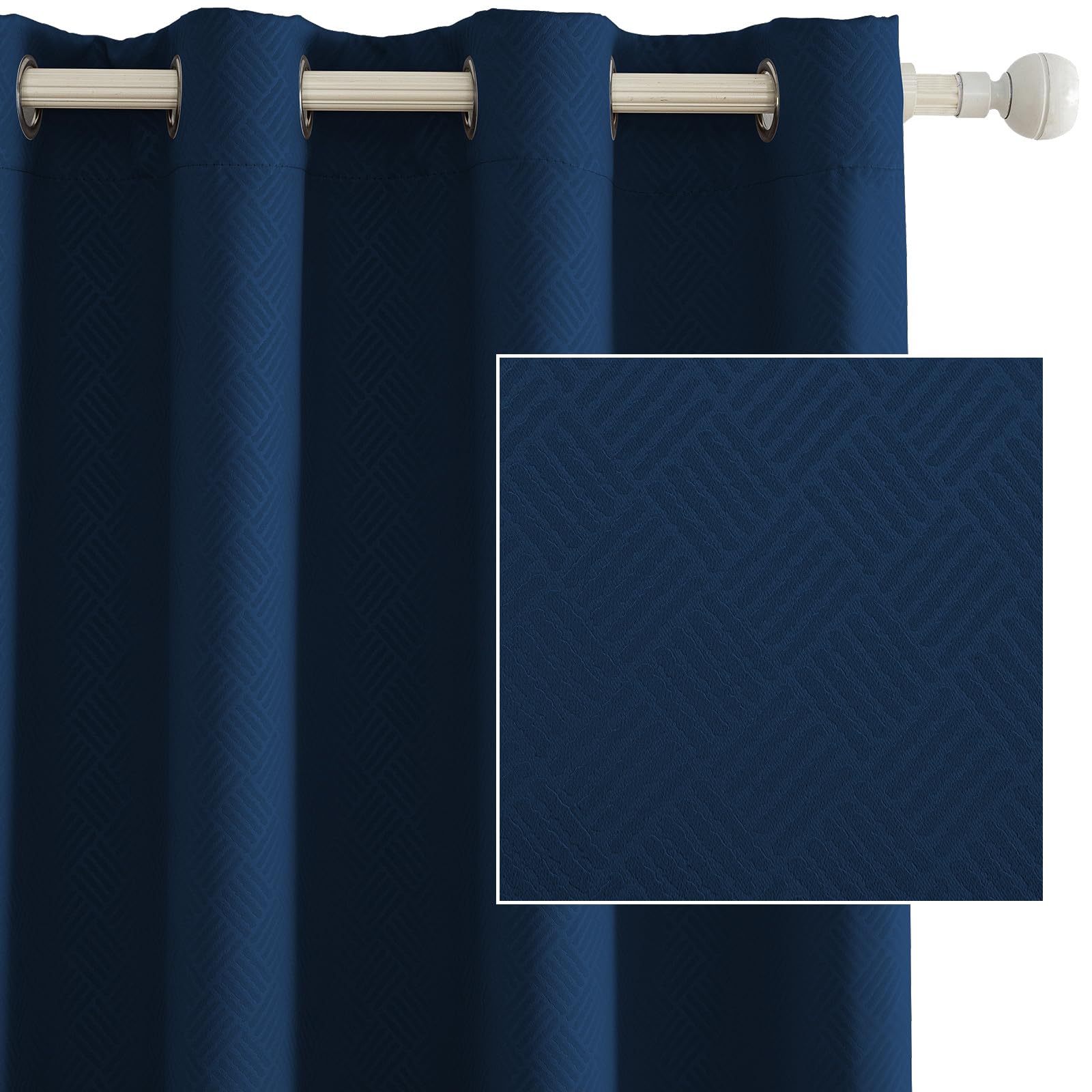 Ystyle Thermal Insulated Curtains Cold and Heat Opaque Bedroom 2 Pieces, 140 x 260 cm, Modern Blackout Curtains with Eyelets for Living Room, BLU Dark