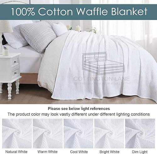 Miniatura 7 de Cottington Lane Manta térmica 100% de algodón de alta calidad hilado en anillo, doble 80 x 90 pulgadas, para decoración del hogar, ligera,